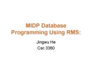 MIDP Database Programming Using RMS: