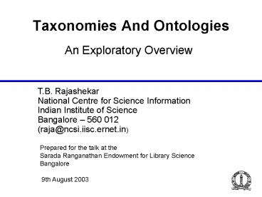 Taxonomies And Ontologies