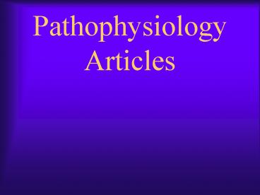 Pathophysiology Articles