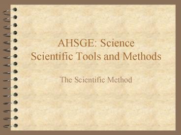 AHSGE: Science Scientific Tools and Methods