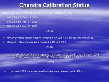 Chandra Calibration Status