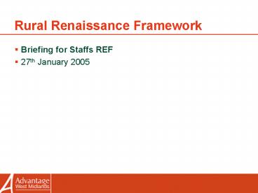 Rural Renaissance Framework