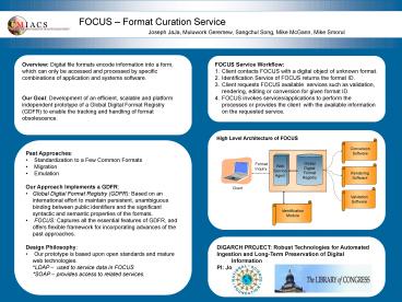 FOCUS Format Curation Service