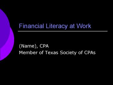 Financial Literacy at Work