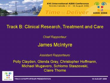 Track B: Clinical Research, Treatment and Care