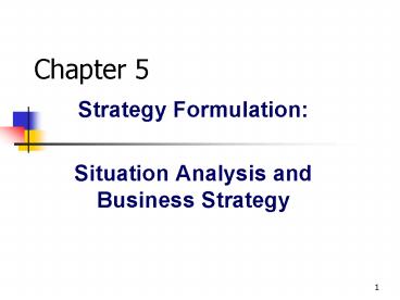 Strategy Formulation: