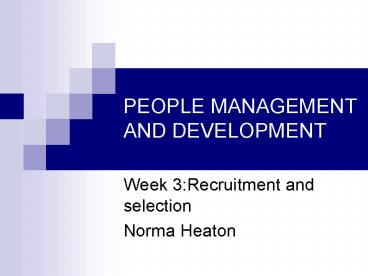 PEOPLE MANAGEMENT AND DEVELOPMENT