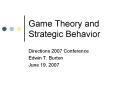 Game Theory and Strategic Behavior PowerPoint PPT Presentation