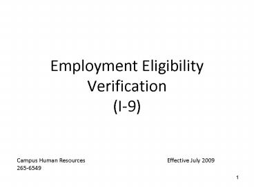 Employment Eligibility Verification I9