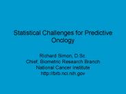 Statistical Challenges for Predictive Onclogy
