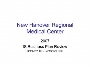 New Hanover Regional Medical Center