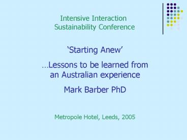 Intensive Interaction Sustainability Conference