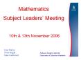 Mathematics Subject Leaders Meeting 10th PowerPoint PPT Presentation