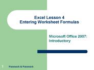 Excel Lesson 4 Entering Worksheet Formulas