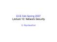 ECE 544 Spring 2007 Lecture 10: Network Security PowerPoint PPT Presentation