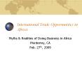 International Trade Opportunities in Africa PowerPoint PPT Presentation