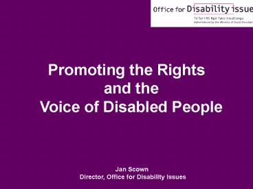 Promoting the Rights and Voice of Disabled People