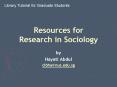 Resources for Research in Sociology PowerPoint PPT Presentation