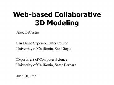 Webbased Collaborative 3D Modeling
