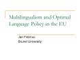 Multilingualism and Optimal Language Policy in the EU PowerPoint PPT Presentation