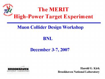 The MERIT High-Power Target Experiment