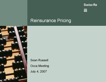 Reinsurance Pricing