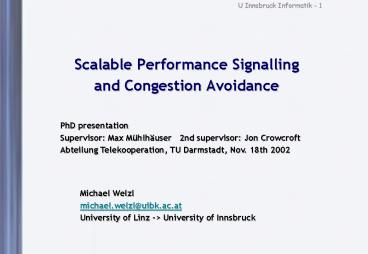 Scalable Performance Signalling and Congestion Avoidance