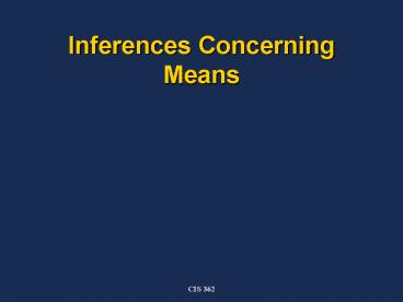 Inferences Concerning Means
