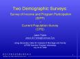 Two Demographic Surveys: Survey of Income and Program Participation SIPP Current Population Survey C PowerPoint PPT Presentation