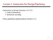 Lecture 4: Instruction Set DesignPipelining