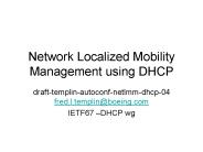 Network Localized Mobility Management using DHCP