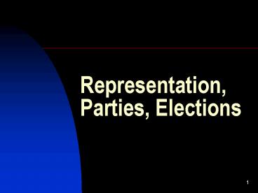 Representation, Parties, Elections