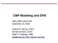 CMP Modeling and DFM PowerPoint PPT Presentation