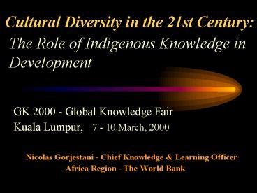 Cultural Diversity in the 21st Century: