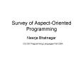 Survey of AspectOriented Programming PowerPoint PPT Presentation