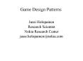 Game Design Patterns PowerPoint PPT Presentation