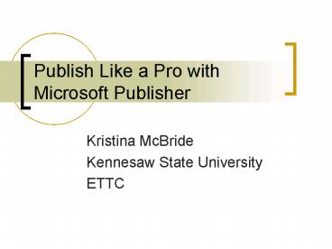 Publish Like a Pro with Microsoft Publisher