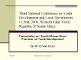 Third National Conference on Youth Development and Local Government, 11 May 2006, Western Cape Town, PowerPoint PPT Presentation