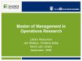 Master of Management in Operations Research PowerPoint PPT Presentation