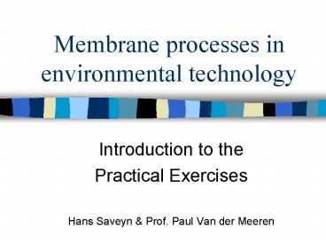 Membrane processes in environmental technology