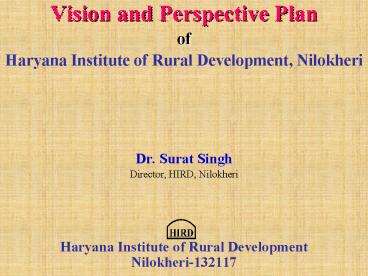 Vision and Perspective Plan