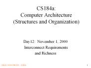 CS184a: Computer Architecture (Structures and Organization)
