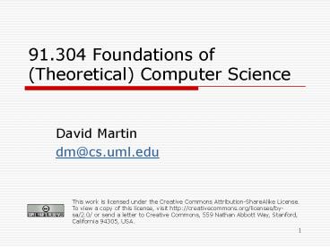91'304 Foundations of Theoretical Computer Science