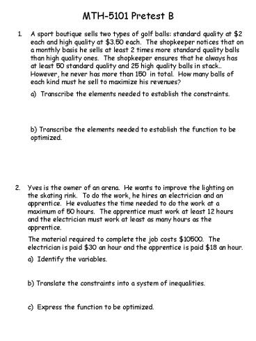 A sport boutique sells two types of golf balls: standard quality at $2 each and high quality at $3.50 each. The shopkeeper notices that on a monthly basis he sells at least 2 times more standard quality balls than high quality ones. The shopkeeper