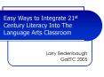 Easy Ways to Integrate 21st Century Literacy Into The Language Arts Classroom PowerPoint PPT Presentation