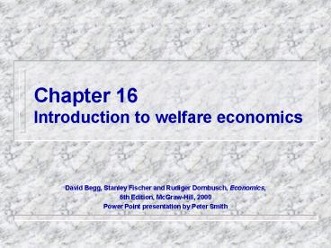 Chapter 16 Introduction to welfare economics