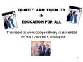 QUALITY AND EQUALITY PowerPoint PPT Presentation
