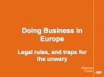 Doing Business in Europe PowerPoint PPT Presentation