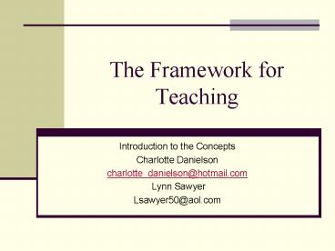 The Framework for Teaching