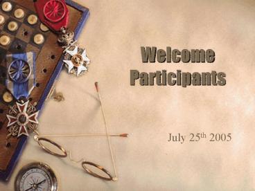 Welcome Participants